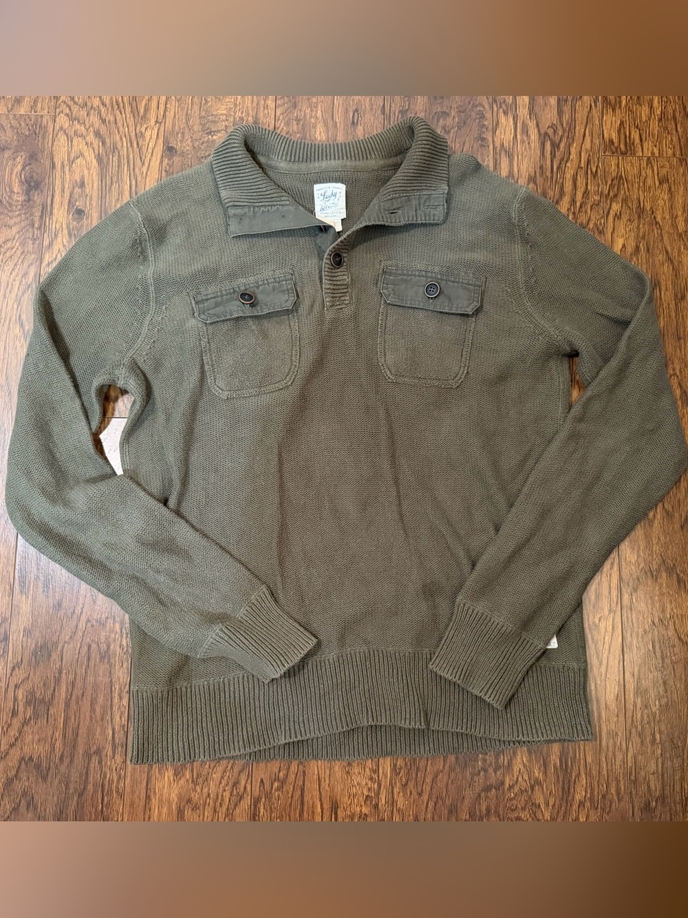 Lucky Brand Ribbed Henley Mock Neck Sweater